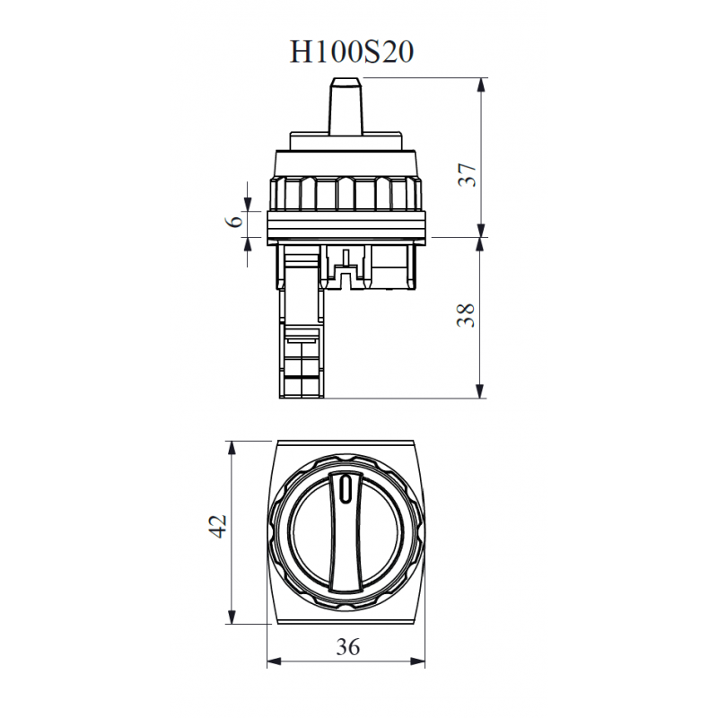 Переключатель Ø30 на 2 положения, с фиксацией, 1NO, IP 50, EMAS (H100S21)