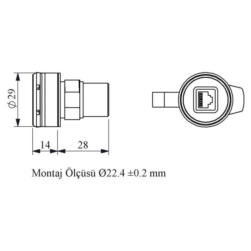 Разъем RJ45, Ø22 мм, EMAS (BRJ45)