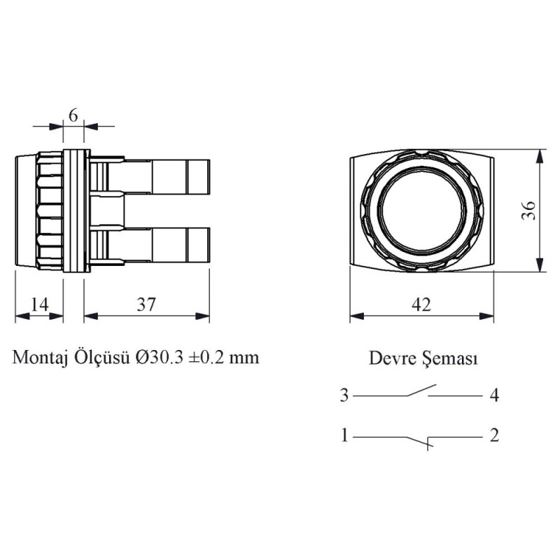 Кнопка Ø30 без фиксации, зеленая, 1NO + 1NC, IP 50, EMAS (H102DY)
