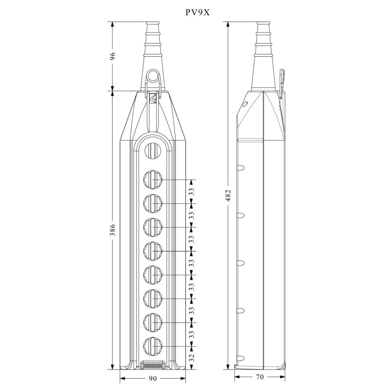 Корпус поста управления на 9 кнопок, IP 65, EMAS (PV9X)