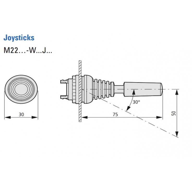 Джойстик на 2 положения без фиксации, горизонтальный, серия RMQ-Titan, Eaton (289195)