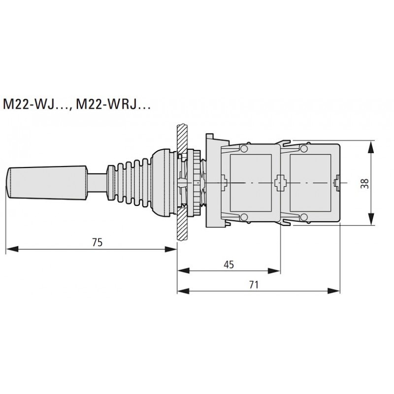 Джойстик на 2 положения без фиксации, горизонтальный, серия RMQ-Titan, Eaton (289195)