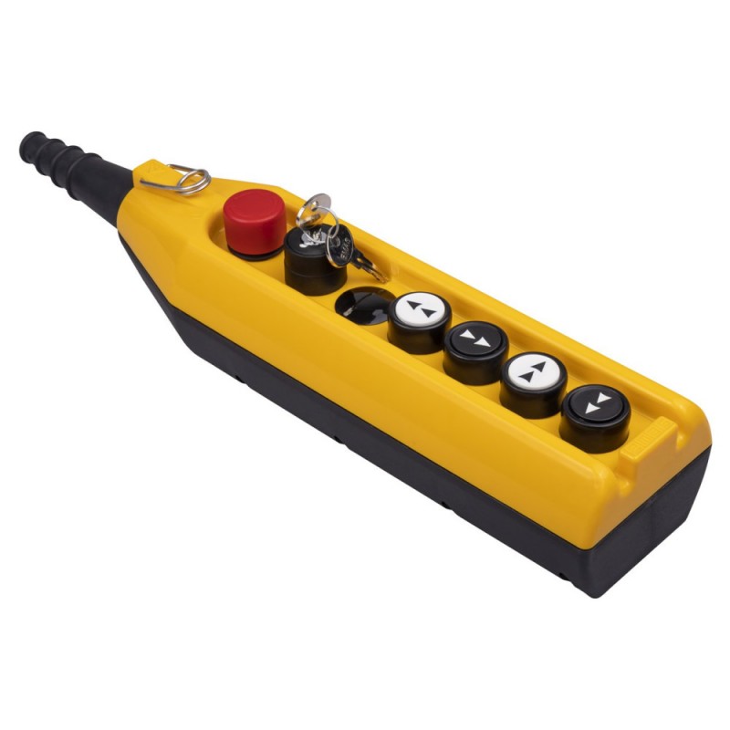 Пульт управления 4 кнопки (2 скорости) с переключателем (ключ) и кнопкой стоп d=30мм  + заглушка, IP 65, EMAS (PV7E30B44AC20)