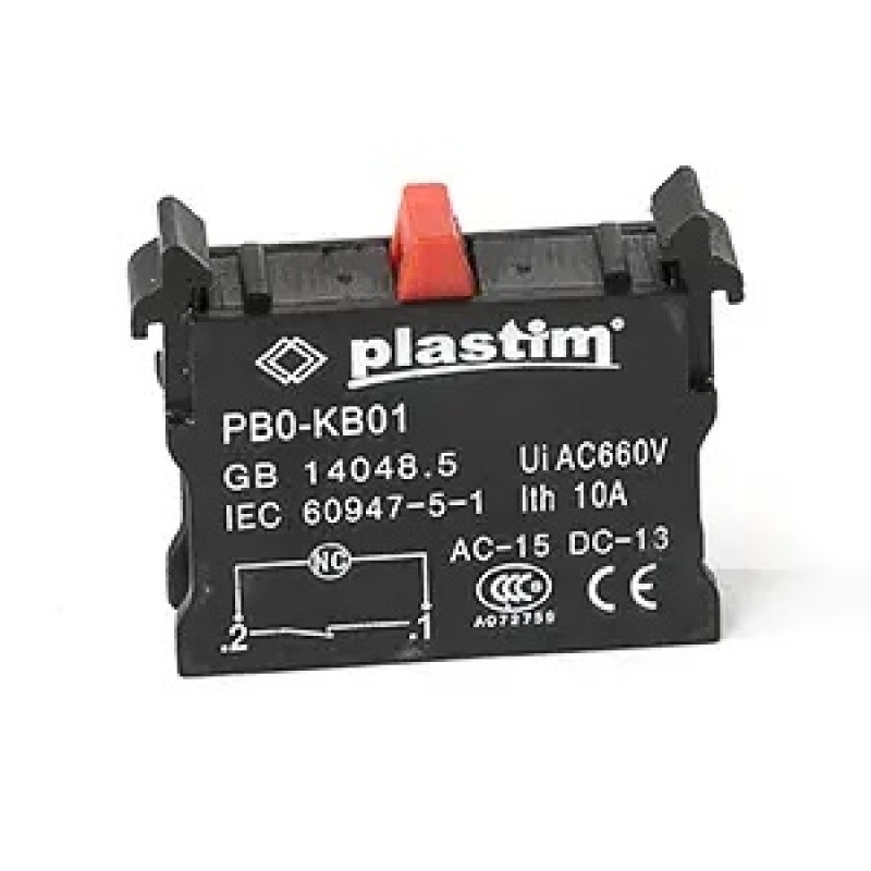 Дополнительный контакт NC (нормально закрытый) для кнопок и переключателей, серия PBO, Plastim (PB0-KB01)