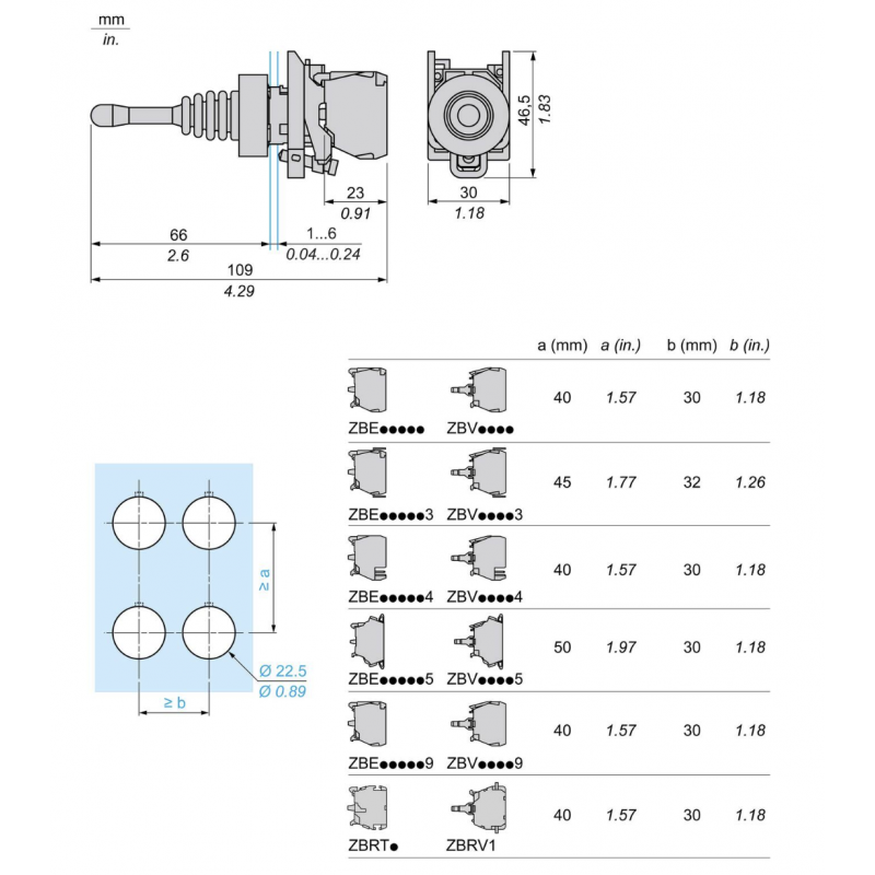 Джойстик на 2 положения без фиксацией, 2NO. серия XB4, Schneider Electric (XD4PA22)