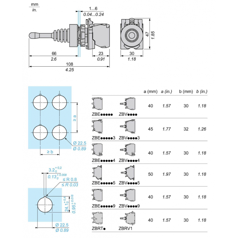 Джойстик на 2 положения с фиксацией, 2NO. серия XB5, Schneider Electric (XD4PA12)