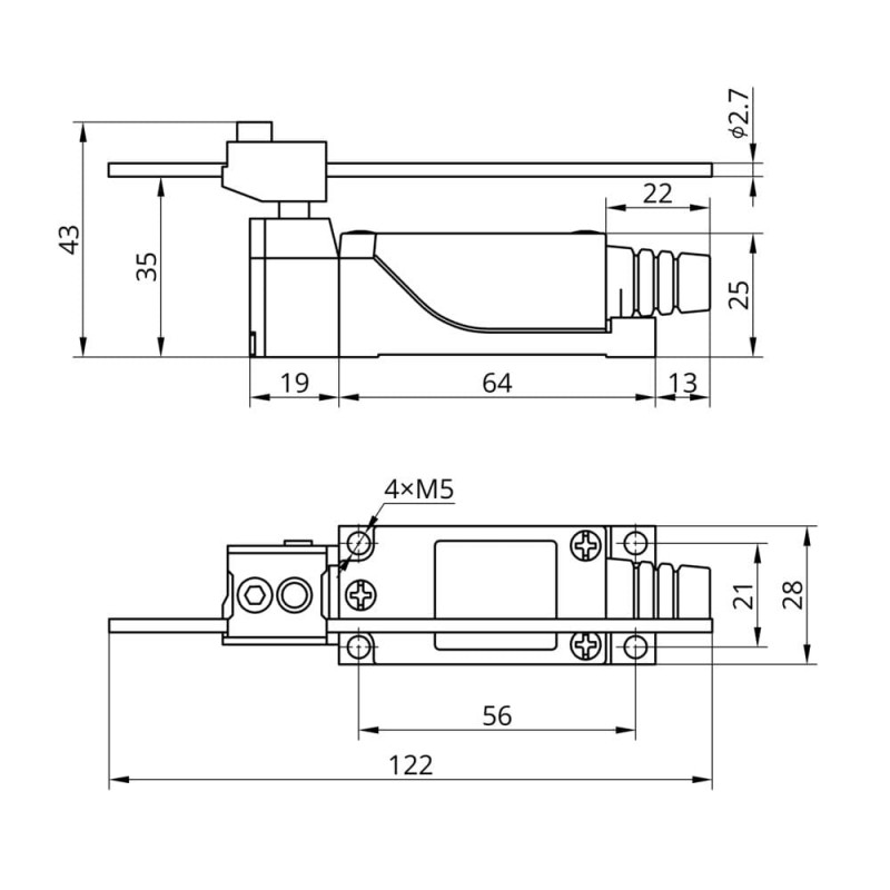 Конечный выключатель 8107 со спицей с регулировкой, 1NO+1NC, IP65, TAKEL (505351)