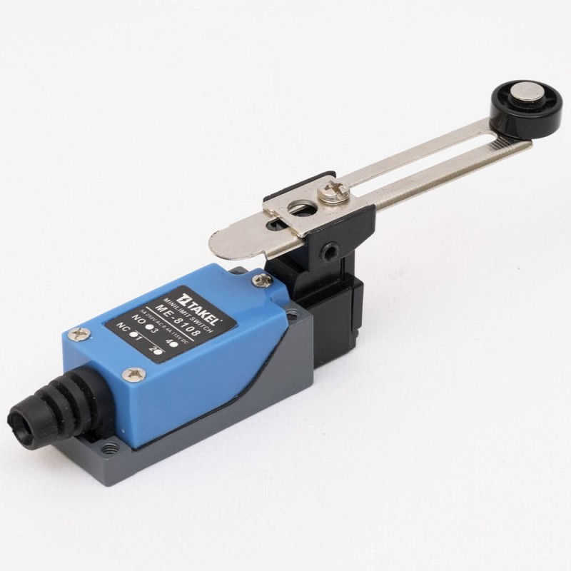 Концевой выключатель 8108 с регулируемым рычагом с роликом Ø 18, 1NO+1NC, IP65, TAKEL (505352)