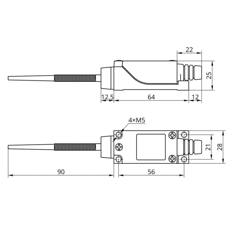 Конечный выключатель 8166 с наклонной пружиной с пластиковым наконечником, 1NO+1NC, IP65, TAKEL (505356)