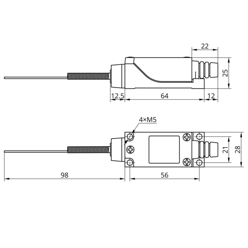 Концевой выключатель 8169 с наклонной пружиной с металлической спицей, 1NO+1NC, IP65, TAKEL (505357)