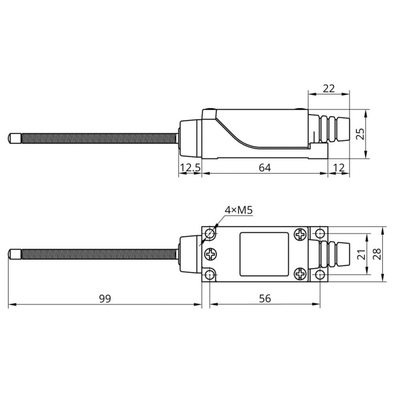 Концевой выключатель 9101 с длинной наклонной пружиной, 1NO+1NC, IP65, TAKEL (505358)