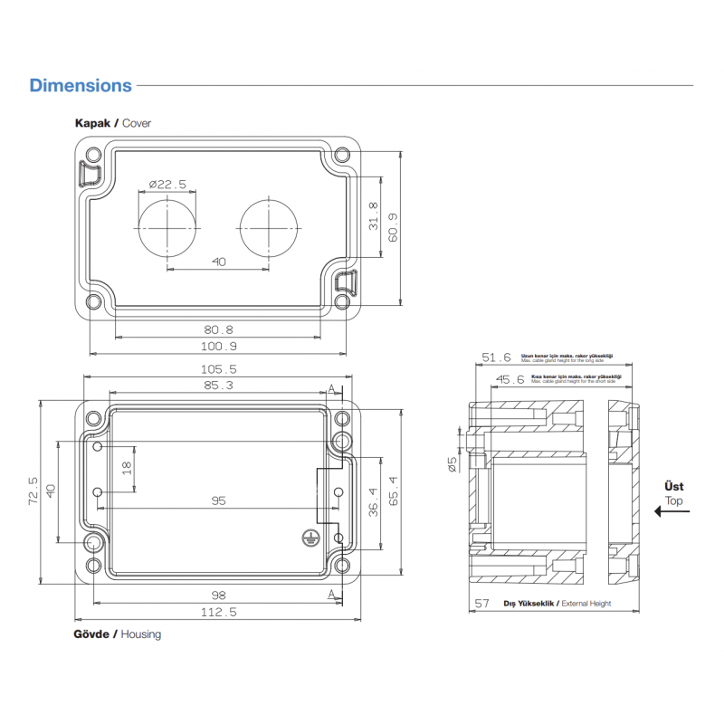 Алюминиевый кнопочный пост 2-местный, Желтый, IP 67, TP Electric (3390-821-0600)