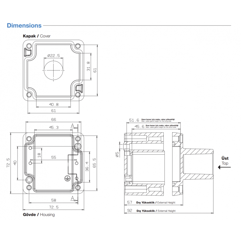 Алюминиевый кнопочный пост 1-местный с козырьком, Желтый, IP 67, TP Electric (3390-830-0600)