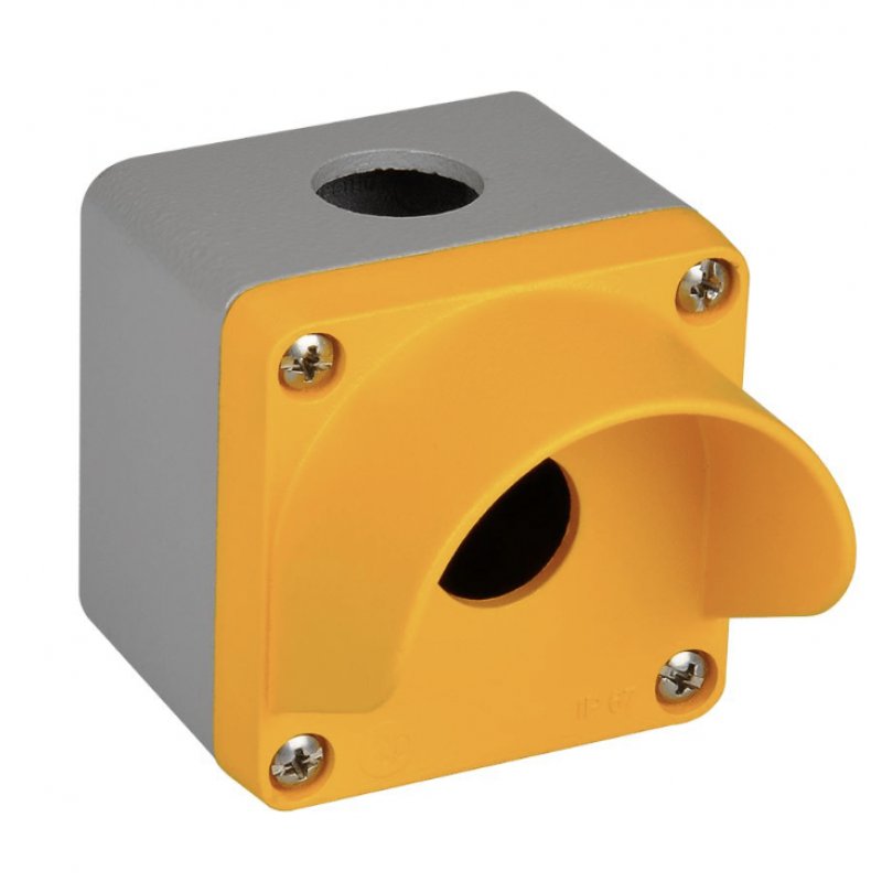 Алюминиевый кнопочный пост 1-местный с козырьком, Желтый, IP 67, TP Electric (3390-830-0600)