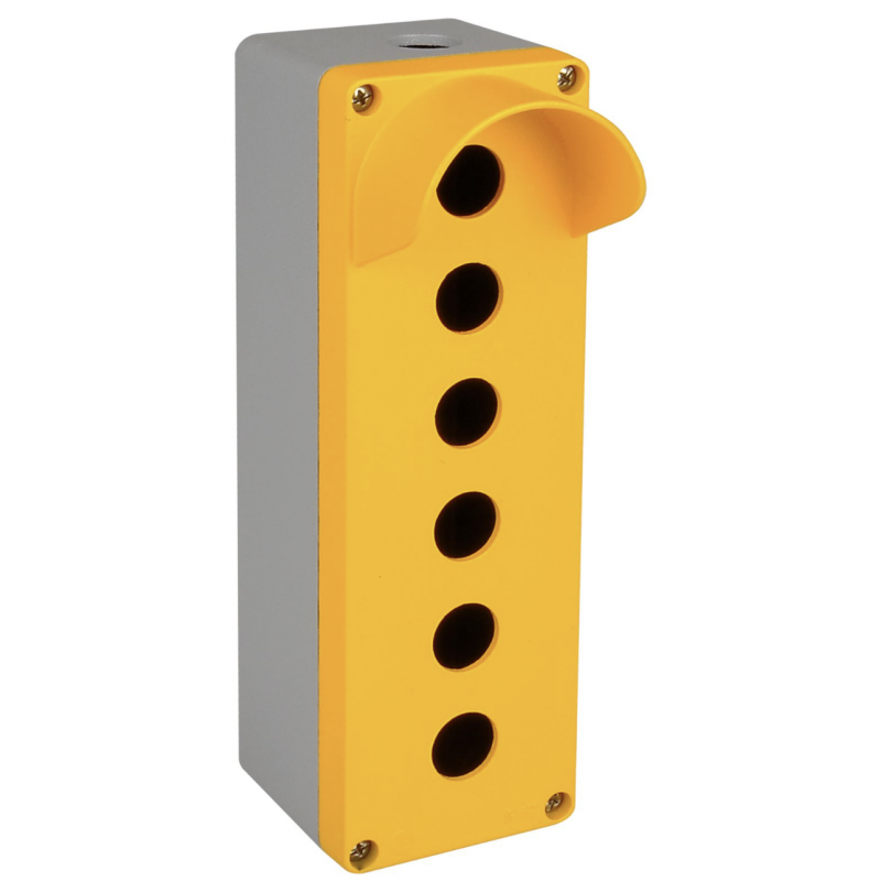 Алюминиевый кнопочный пост 6-местный с козырьком, Желтый, IP 67, TP Electric (3390-835-0600)