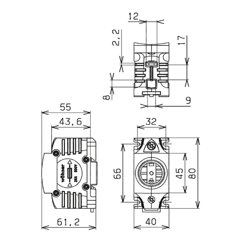 31173 - Держатель предохранителя TRITON, 1P  Ie-25 А, D II (E27), Wöhner